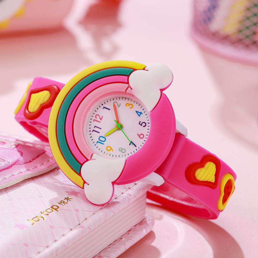 Neue Kinder-Regenbogen-Cartoon-Muster-Silikon-Quarzuhr für Mädchen und Schüler