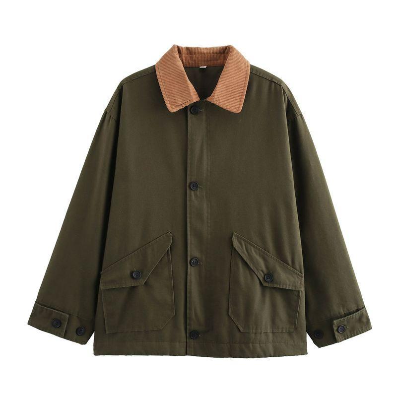 Kaslead New Arrival Women's Clothing Fashion Style Stylish Simple and Versatile Button Decoration Long Sleeves Cotton Jacket