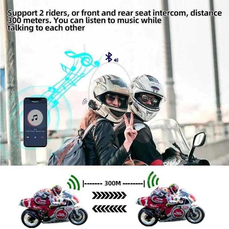 1/2Pcs Y10 Motorcycle Intercom Bluetooth Headset 300M Helmet Moto Intercomunicador For 2 Riders Voice Control Earphone 2000Mah