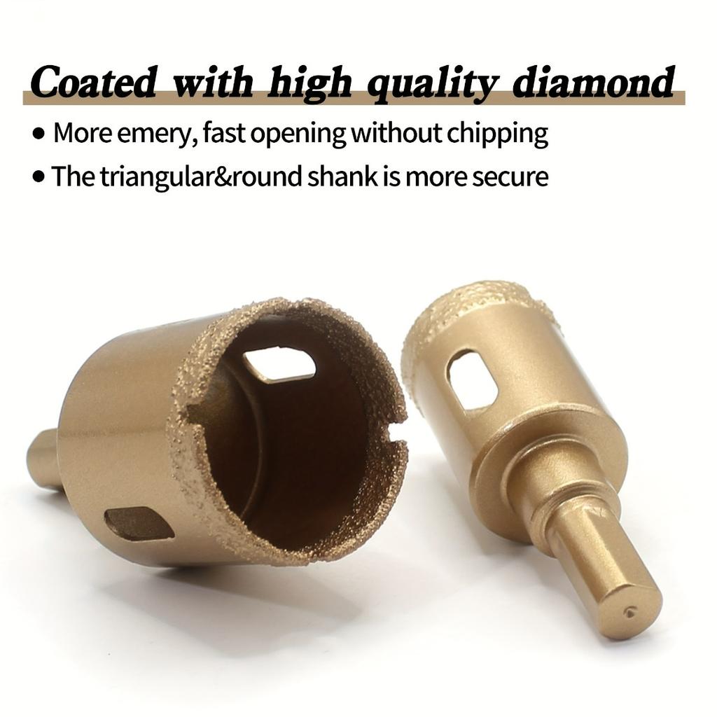 12pcs Fiber Welded Hole Saw Drill Bit Set, Metal Triangle Shank, for Tile, Marble, Glass & Ceramics, No Electricity Needed, Professional Drilling