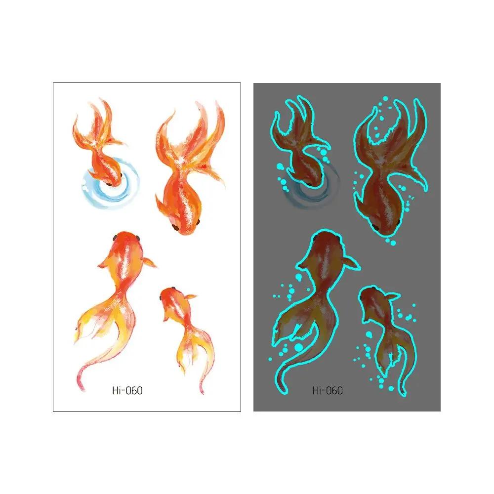 1Sheet Fashion Waterproof Blue Luminous Tattoo Sticker Star Feather Tattoo Sticker Body Art Removable Temporary Tattoos