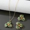 2Pcs/Set Women Jewelry Set Enamel Flower Charm Adjustable Length Necklace Faux Pearl Drop