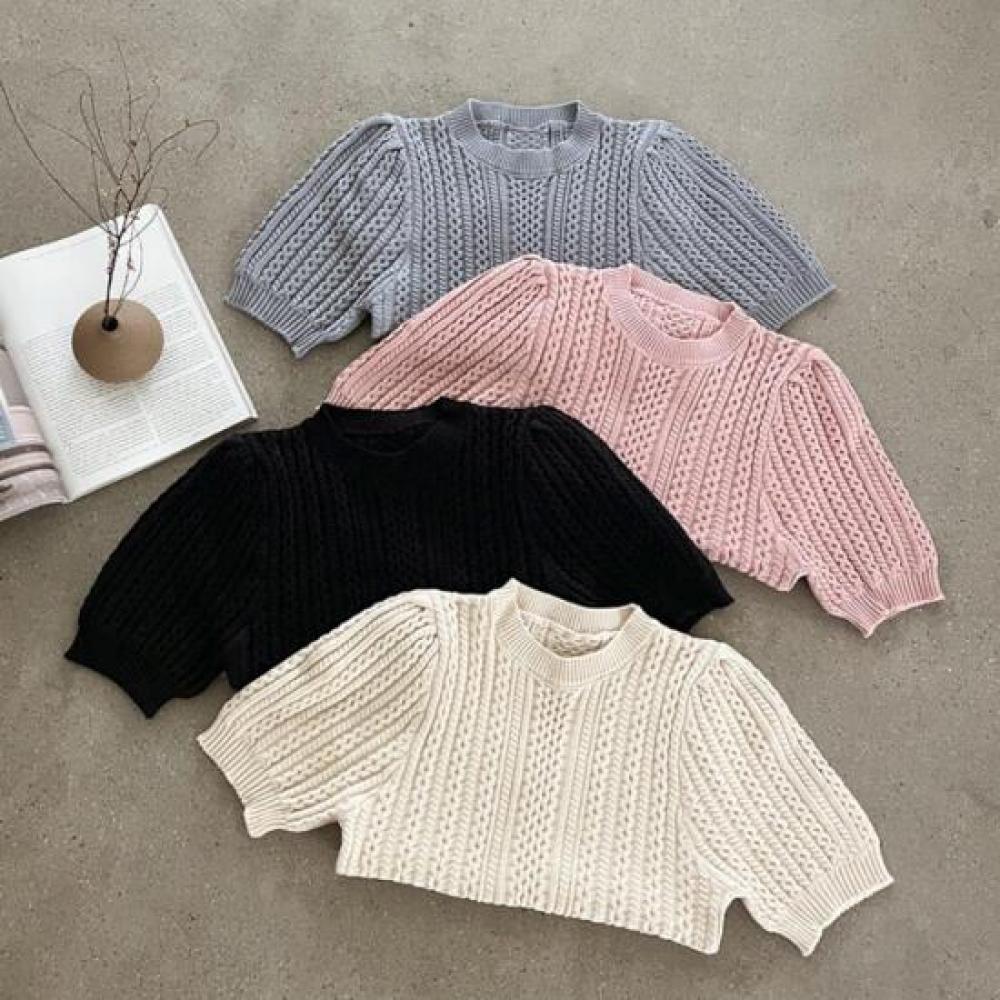 New ArrivalS Open Run Balloon Crewneck Short Sweater Women S