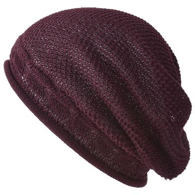 charm Mesh Knit Cap and Relaxed Fit Balloon-Shaped [Free Size/Dark Red] Stylish, Lightweight, Breathable,