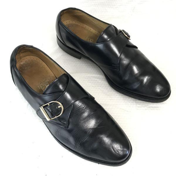 

Made in England Vintage 90s Loake Leather Goodyear Welt Monk Strap Size 8 26.5cm Black