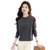 Autumn and winter new loose bottoming shirt with knitted top crew neck contrasting sweater women's clothing