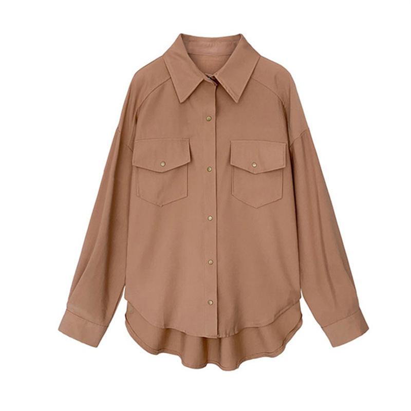 2022 Bílá elegantní košile s knoflíky pro ženy podzimní novinka s volným dlouhým rukávem halenka na opalování bunda dámské vintage topy blůzy Mujer