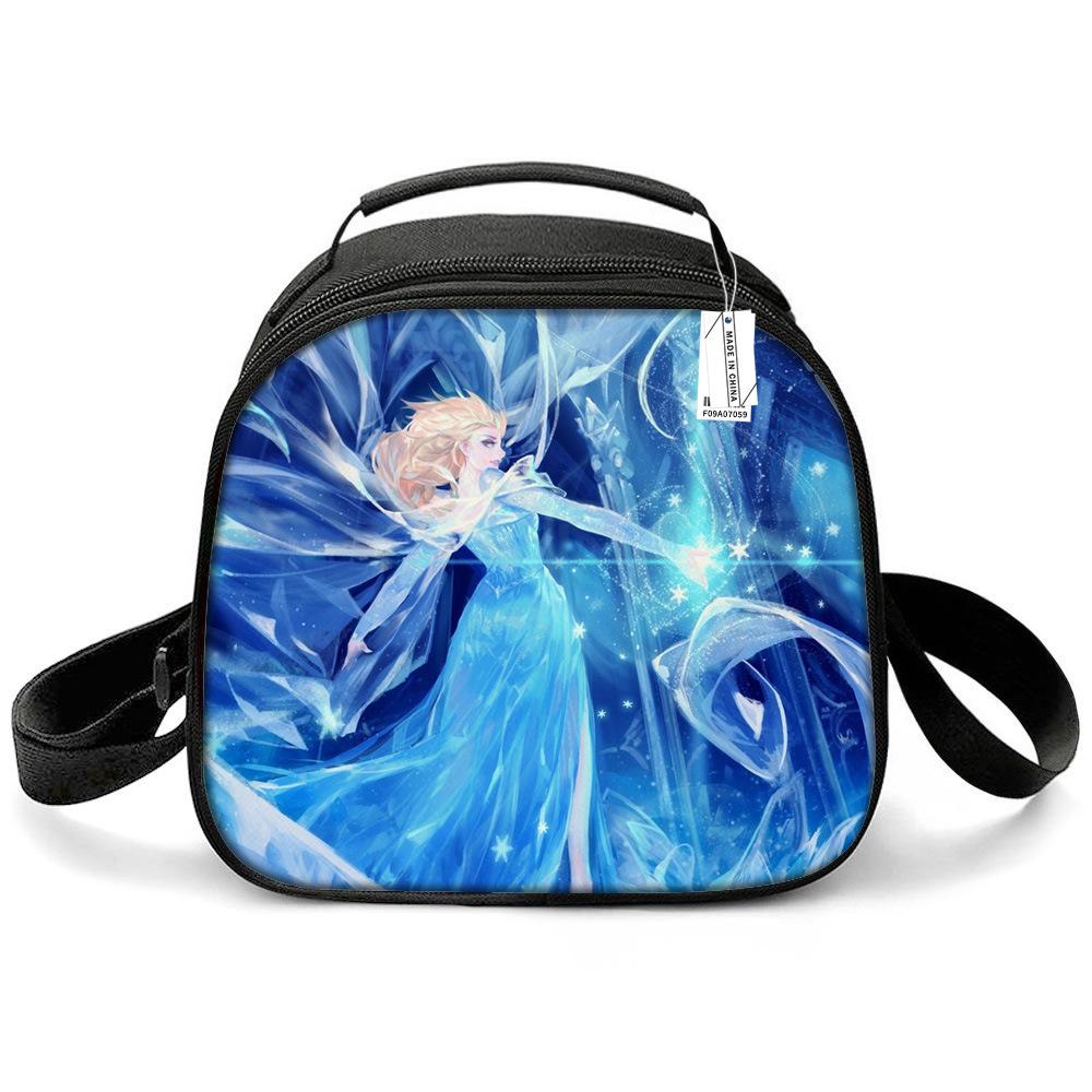 Princess Elsa Cartoon Cute Lightweight Small Meal Bag Elementary School Lunch Box Bento Bag Student Lunch Box