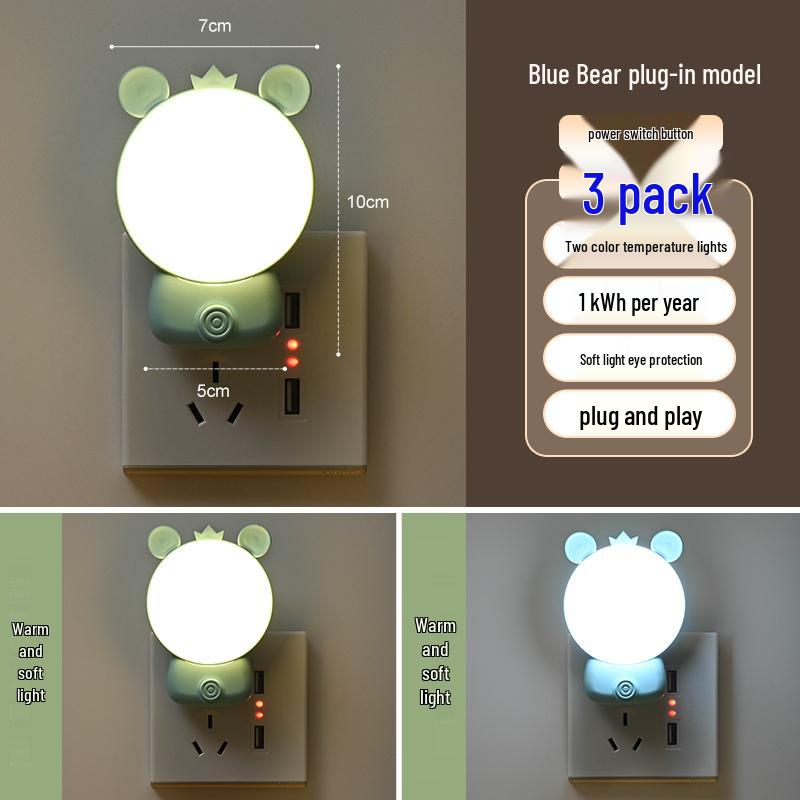 Indoor LED Night Light: Plug-In Bedside Lamp for Nighttime Use, Eye Protection, Energy-Saving, Ideal for Bedrooms and Night Feeds.