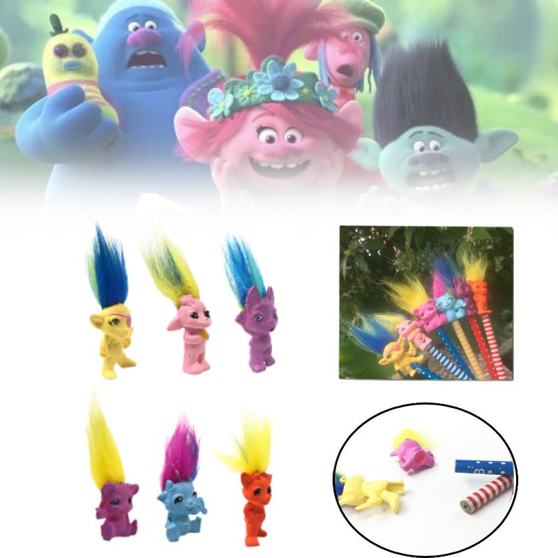 Boneca Troll de Plástico Adorável de Desenho Animado Com Cabelos Coloridos Brinquedo Colecionável Vintage