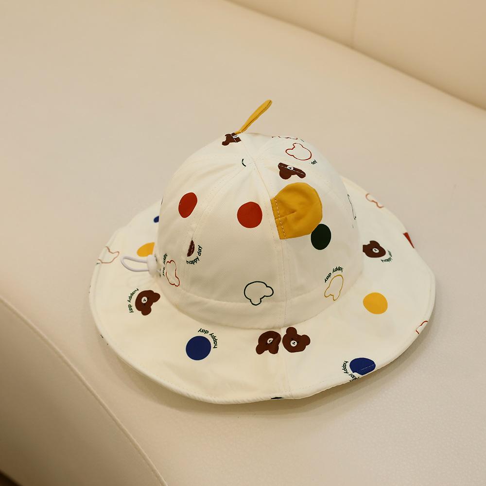 Bear Dots Baby Bucket Hats For Children Summer New Sunhat Kids Fishing Hat Sunshade Visor Boys Girls Outdoor Cartoon Beach Cap