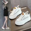 Fashion 9cm Genuine Leather Platform Sneakers Wedge Shoes for Women Breathable Sneakers Autumn Casual Shoes Hidden Heel Zapatillas Mujer