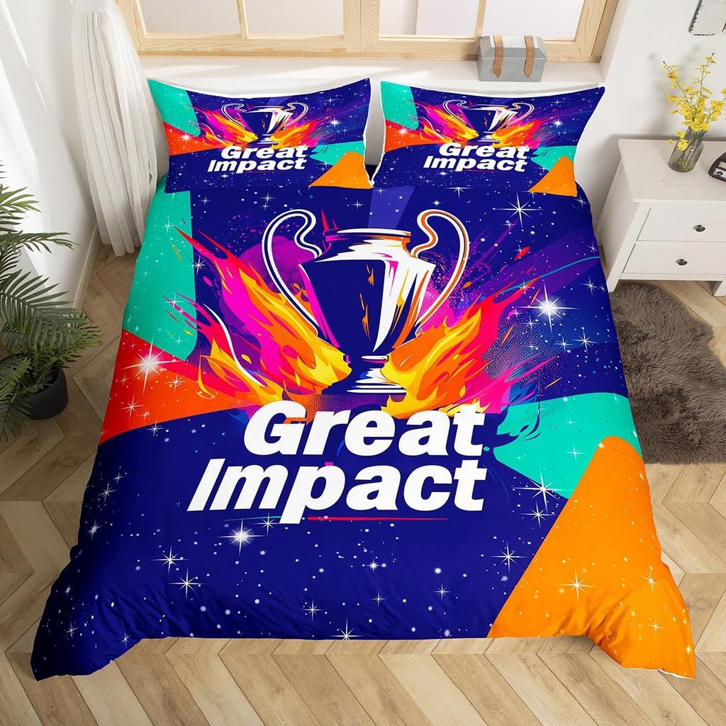 Trophy Duvet Cover Sets For Teens Kids Queen Size Quilt Covers Lightweight Down Room Decor 2 Pillowcases 1 Duvet Cover No Quilt