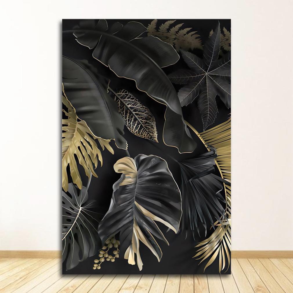 Nordic Canvas Painting Wall Art Tropical Leaves Posters and Prints for Living Room Decor Gold Plant Picture Home Decor Wholesale