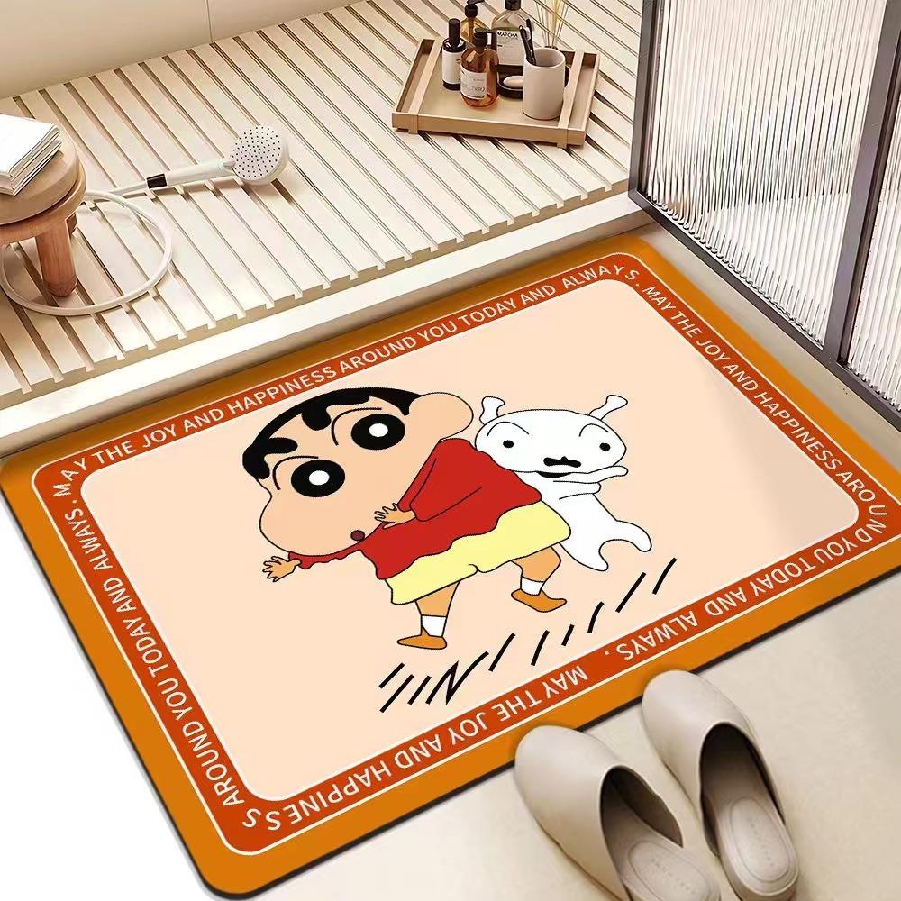 Crayon Small New Bathroom Floor Mat Bathroom Door Suction Quick Drying Mat Cartoon Diatom Mud Dirty and Non-slip Door Mat