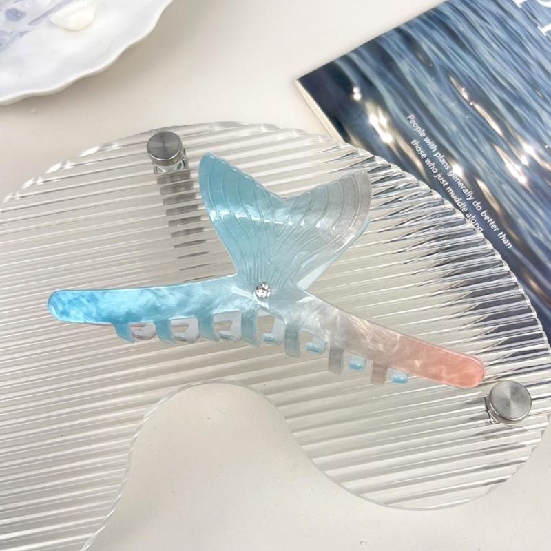 Multicolor Acetate Hair Claw Clip With Fish Tail Design Nonslip Hair Clip For Women Beach Vacation Hair Accessories