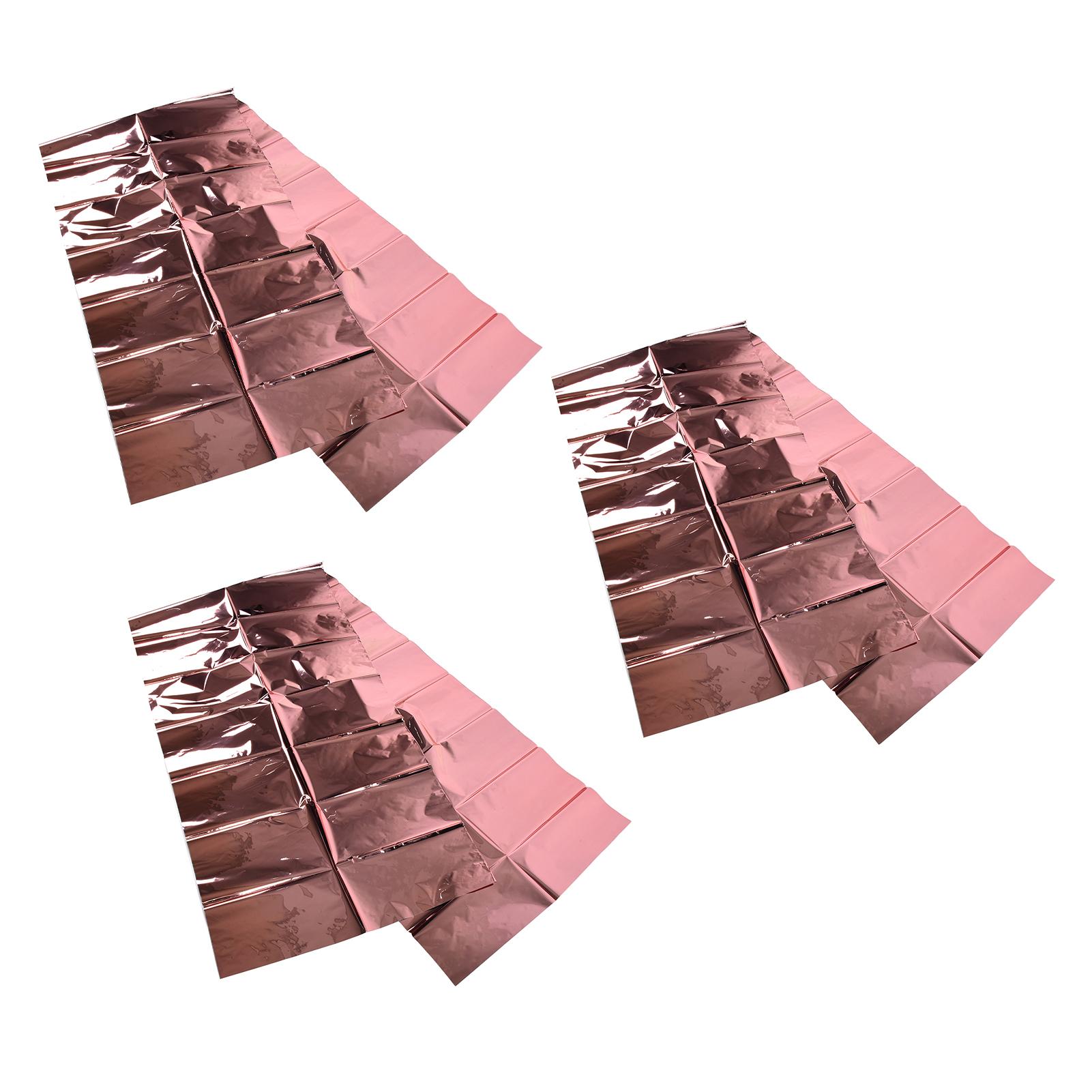 

3Pcs Decorative Tablecloths Aluminum Foil Shiny Tablecover Table Decoration AccessoriesRose Gold