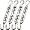 Fogman Turnbuckle Stainless Steel Wire Hook Fixing Bracket for Wire Rope, Set of 4 (M4 Double Hook)