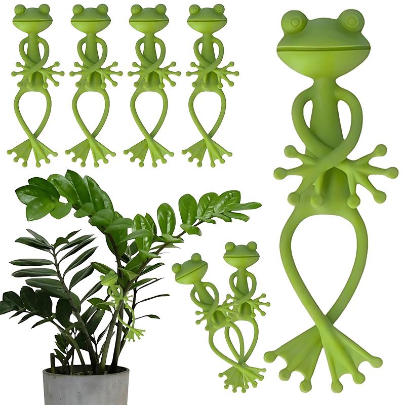 2/4PCS Green Frog Plant Clip Cute Plant Stand Gardening Gadget Fixator for Flower Vines Stem Holder Garden Supply Plant Rack ZYF