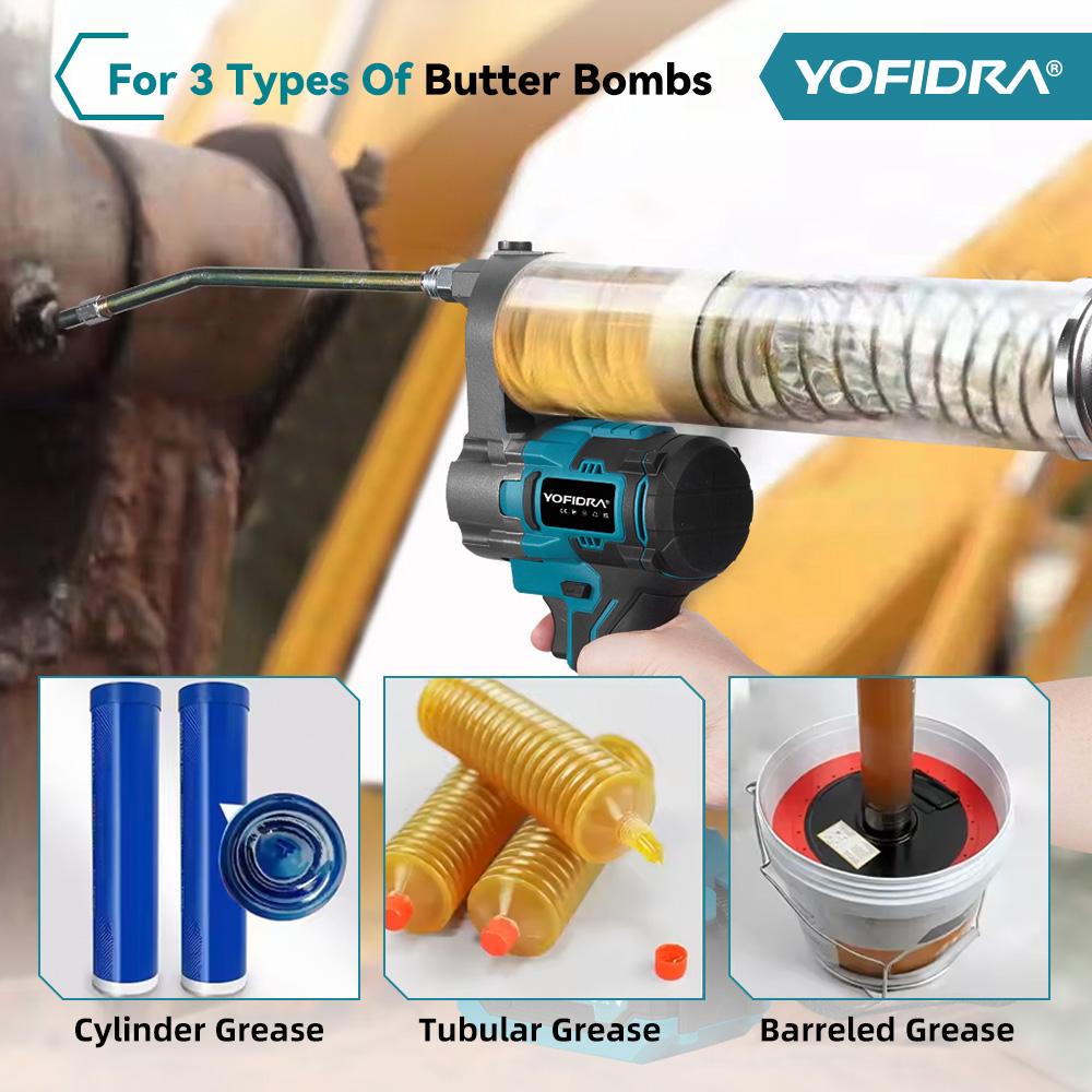 YOFIDRA 15000PSI 103Mpa Electric Grease Gun High Pressure Lubricating Oil Injector Machine Grease Gun For Makita 18V Battery Pin