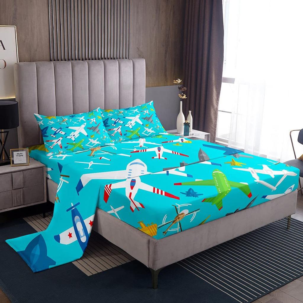 Color Rainbow Cloud Pattern Bed Hat Four-Piece Bedding Set Bedroom Dormitory Bedding Decoration