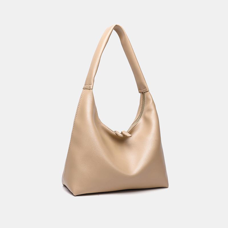 Retro Soft Leather Tote Bag, Milk Tea Colored Bag, Women's Commuting Large Capacity Single Shoulder Armpit Bag