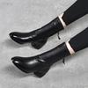 Genuine Leather Mid-Calf Chunky Heel Boots for Women - New 2025 Style for Autumn and Spring