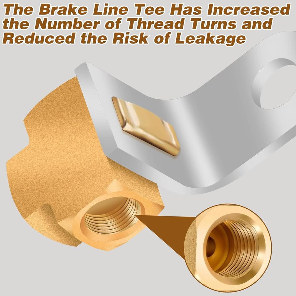2Pcs 3-Way Brake Line Tee with Mounting Bracket Brass Brake Line Union Fittings 3/16" for 3/8"-24 Threads Maintaining Brake Systems for Fuel Line