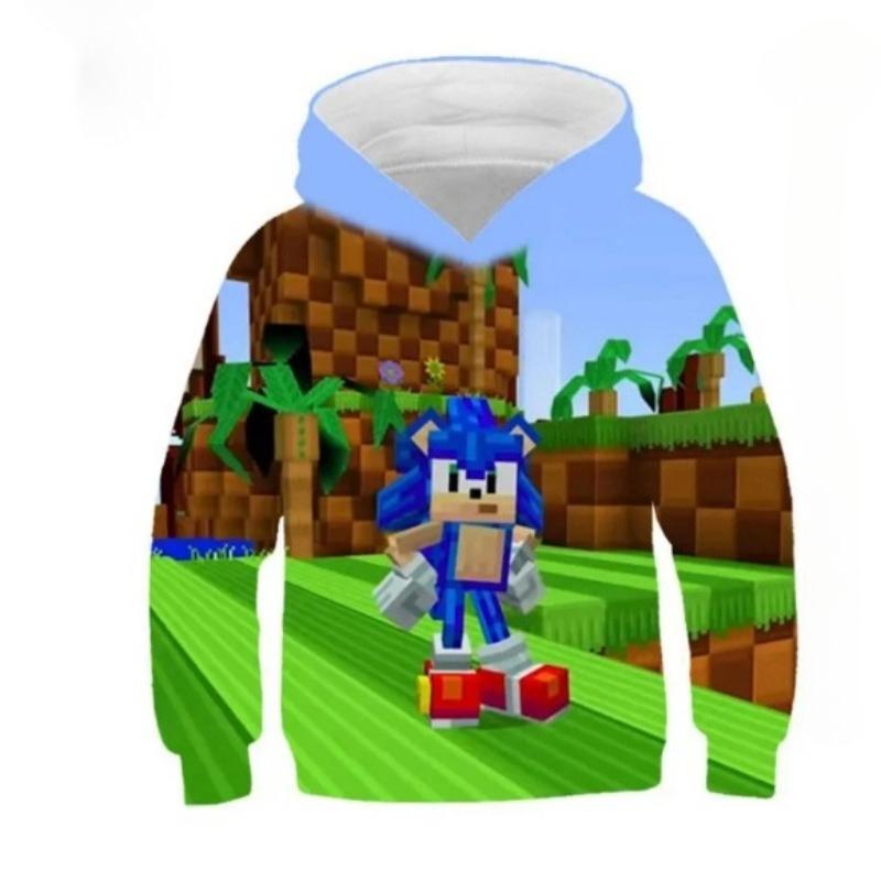Podzimní 3D mikiny s potiskem Sonic the Hedgehog Módní Ležérní Sportovní Dlouhý rukáv Dětské Chlapecké Mikiny s kapucí