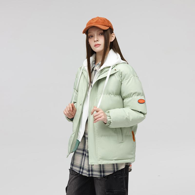 New Winter Cotton Coat for Men and Women, Thickened Couple's Fake Two-piece Cotton Coat, Hooded Warm Bread Coat, Men's Jacket