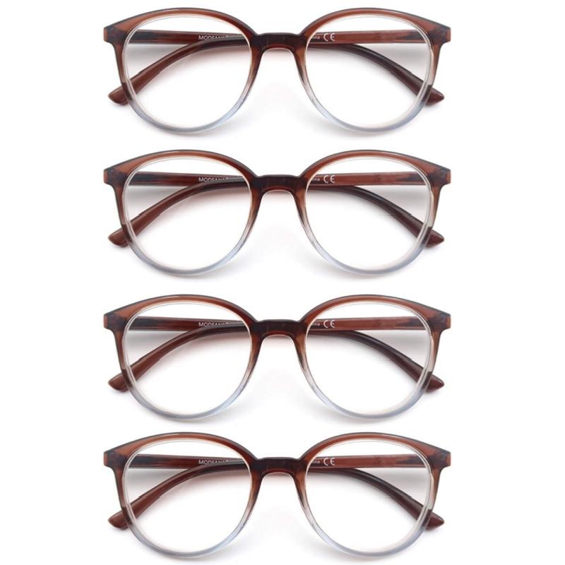 Round Reading Glasses Women Readers Eyeglasses Classic Frame Flexble Plastic Spring Hinge Lightweight Wear With Diopter +1.0~4.0