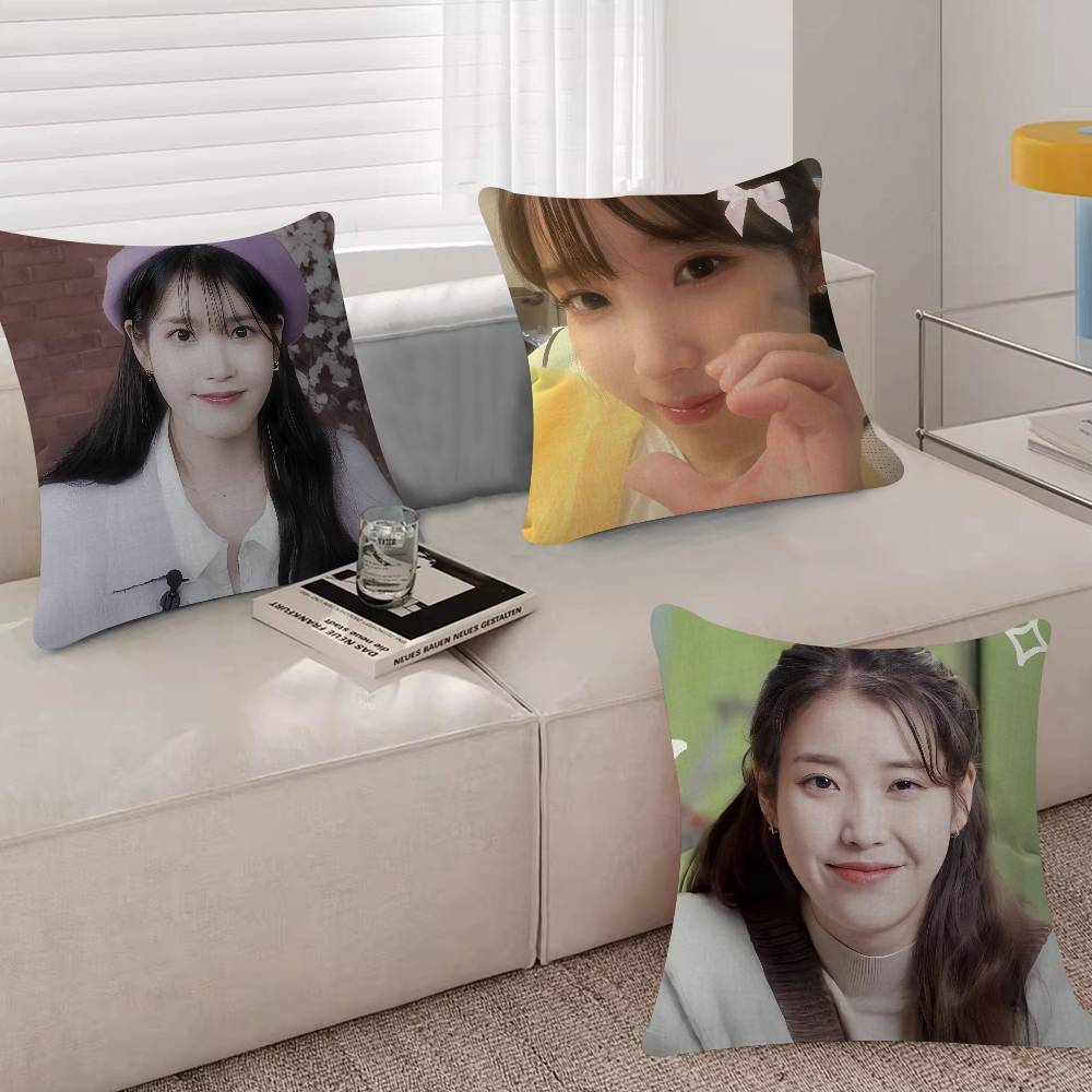 POP Korean Singer I-IU Pillow Covers Cartoon Sofa Decorative Home Double-sided Printing Short Plush Cute Cushion Cover