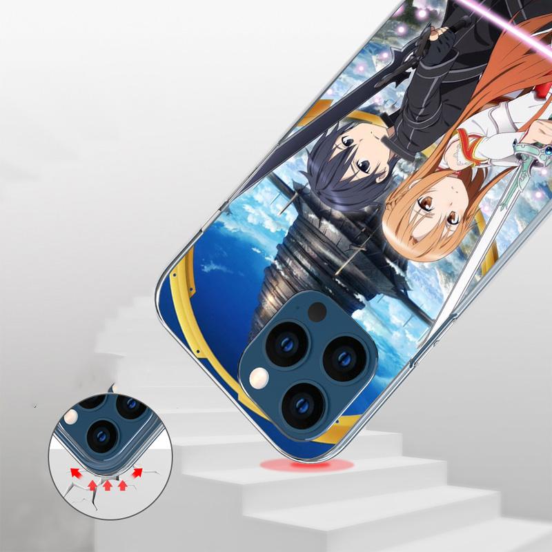 Sword Art Online Anime Cover Phone Case For iPhone 16 17 Air 15 14 Pro Max 16E Phone Case 13 Mini 12 11 7 SE 8 Print Pattern Fit