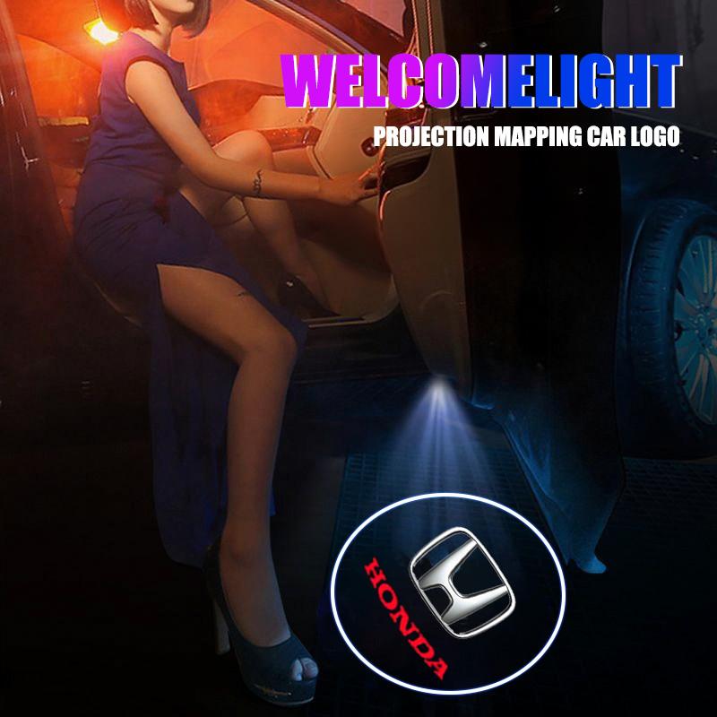 2PCS LED Car Door Welcome Light Emblems HD Projector Lamp For Honda Civic Fit Jazz Accord Pilot CRV Odyssey Passport Accessories