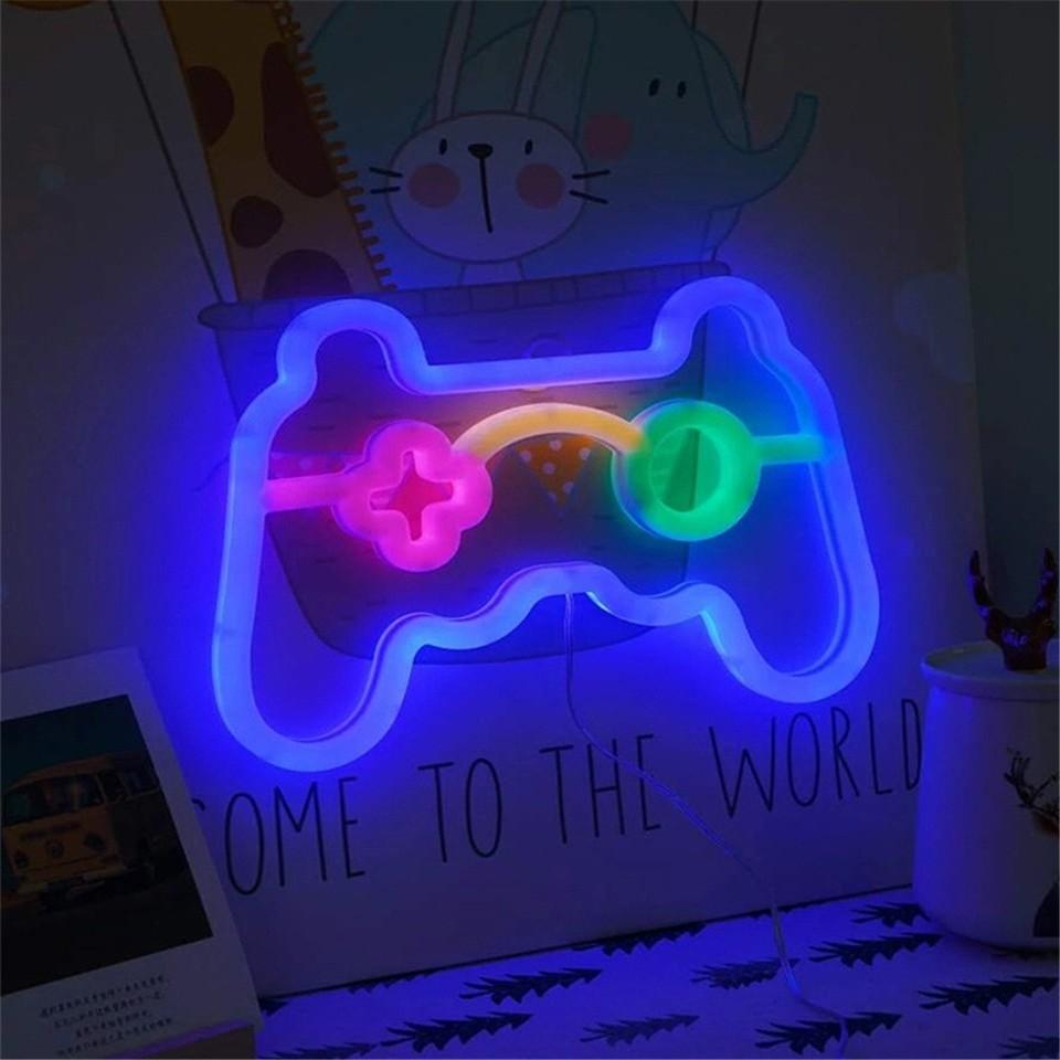 Game Pad Neon Signs LED Night Light, USB Powered Atmosphere Lighting, For Game Birthday Gift Garden E-sports Decor Camping
