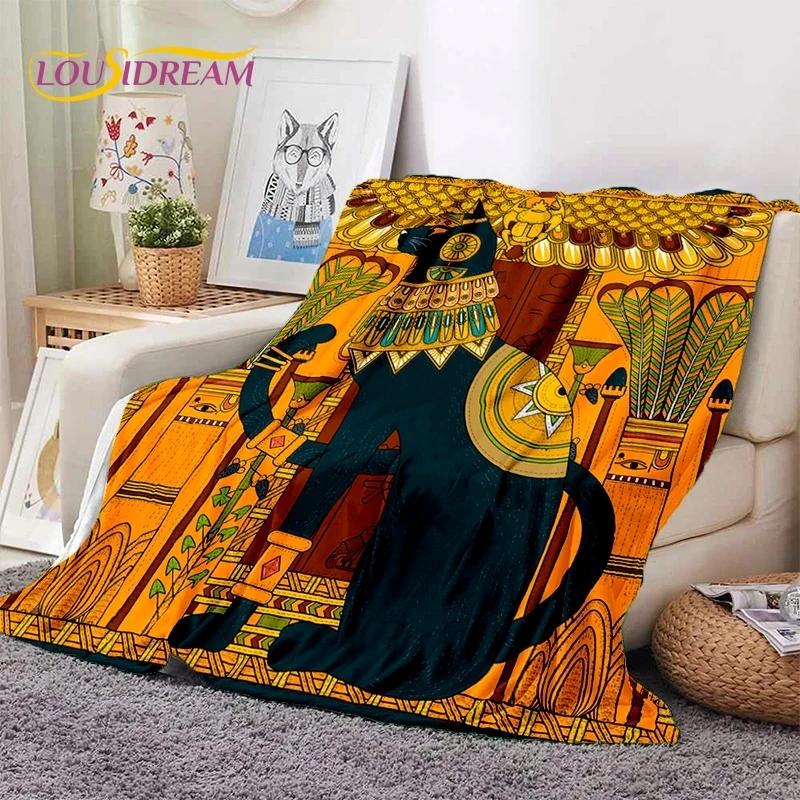 3D Pharaoh Hieroglyphic Egyptian Mythology Soft Blankets,Keep Warm Throw Blanket Comfortable for Picnic Beds Sofa Home Bedroom