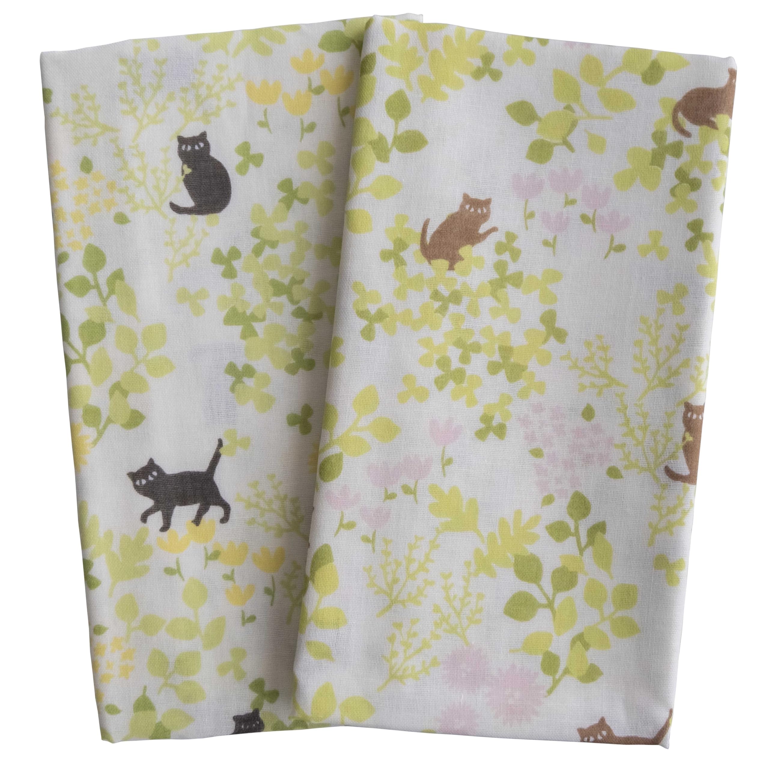 

Cute Gauze Hand Towel Soft to the Made in Japan Cat 2 Set, Touch, 100% Cotton, (A. Design, Pieces)