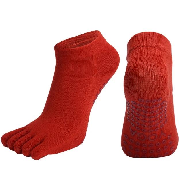 Anti-Slip Women Pilates Socks Five Toe Silicone Non-Slip Yoga Socks Breathable Ballet Dance Ladies Fitness Sports Cotton Sock