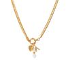 GEMCHIC Women's Stainless Steel Gold Plated Chain Necklace with Pearl Heart and Letter Charm Pendant Fashion Jewelry