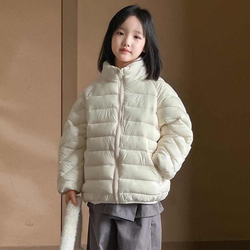 Kids Unhooded Solid Stand Collar Padded Winter Coat For Boys And Girls