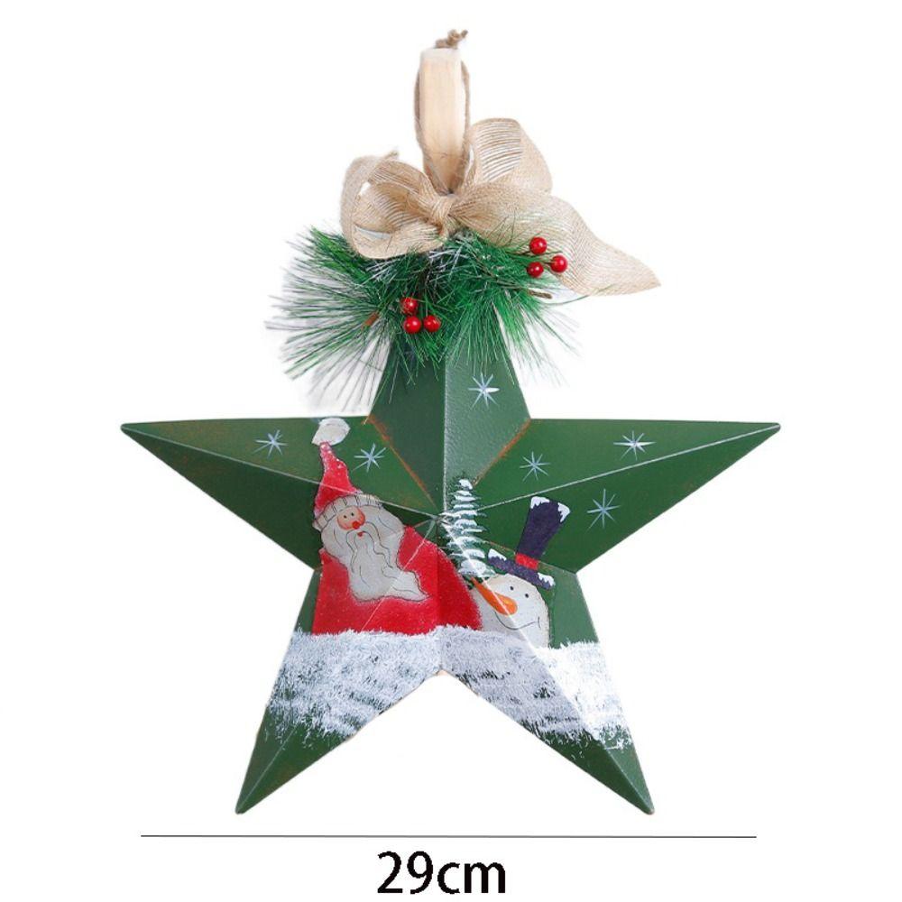 Iron Christmas Tree Decoration Pendant Old Man Snowman Pattern Hanging Ornament Door Display