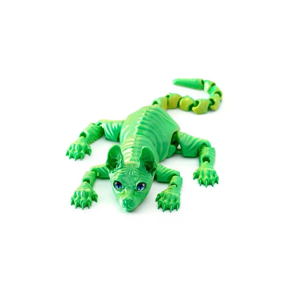 3D Tištěná Kočka Sphynx Zvířata Hračka Realistická Bezsrstá Figurka Kloubová Kočka Fidget Hračka pro Milovníky Koček Sběratel Domácí Dekorace
