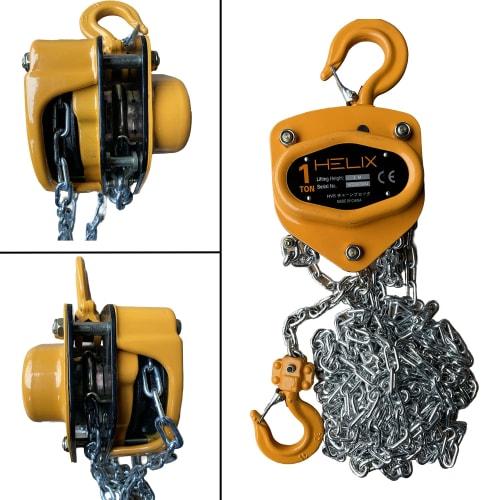HELIX Chain Block, 1 ton, 3m, 1000kg Capacity, Manual Chain Hoist, Gatcha Lever Block, Lever Hoist, Lifting, Lightweight, Compact, Chain Roller, High