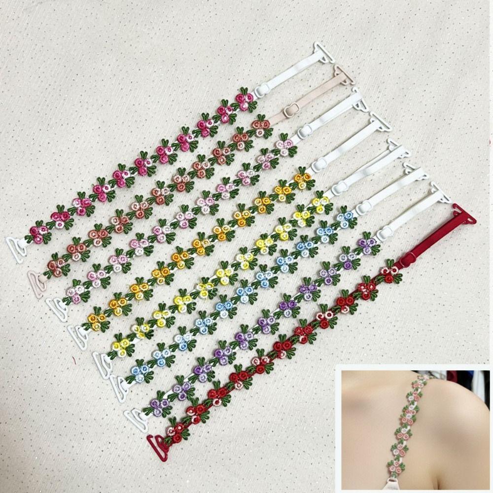 Regalo Creativo Spalline Reggiseno Floreali Rimuovibili Pizzo Anti-scivolo Spalline Floreali Decorative Regolabili
