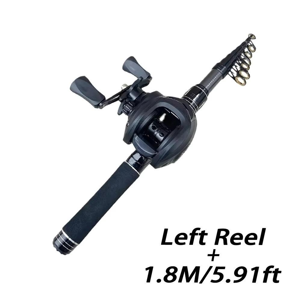 Carrete de Baitcasting Ultraligero Combo Caña de Pescar de Lanzamiento Largo para Viaje Caña de Pescar Mini Viaje