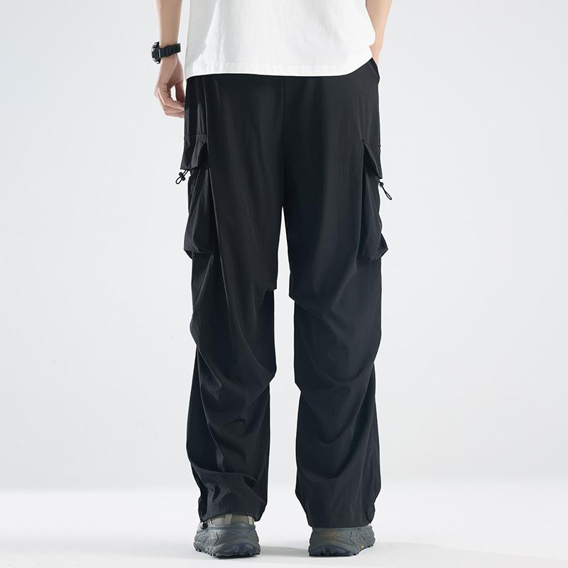 Summer Ice Silk Workwear Pants for Boys and Teenagers, Waterproof, Casual, Ankle Tied, Assault Pants, Outdoor Pants