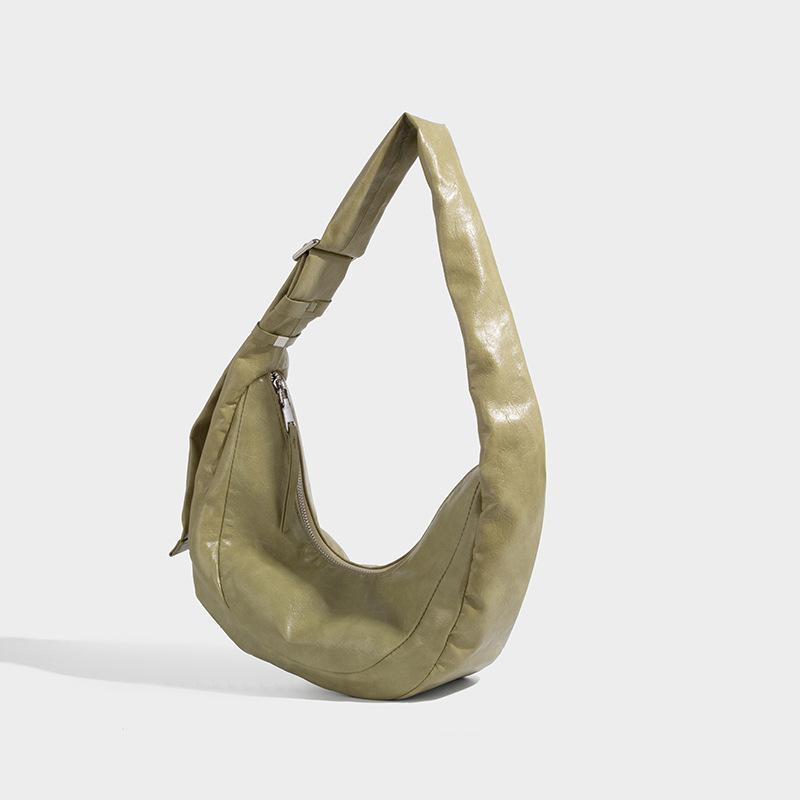 

Мягкая сумка-пилот женская большая вместительная на плечо сумка-пельмень 2025 новая однотонная повседневная ленивая сумка-мессенджер женская сумка зелёный