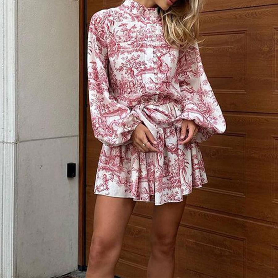 Spring New Arrivals Women's Wear Elegant Fashion Chinese Style Floral Tie-Belt Mini Dress