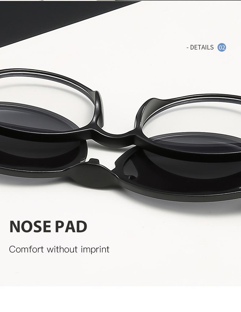 Magnetic Round Frame Polarized Clip-on Sunglasses Set for Men & Women - 5 Interchangeable Lenses