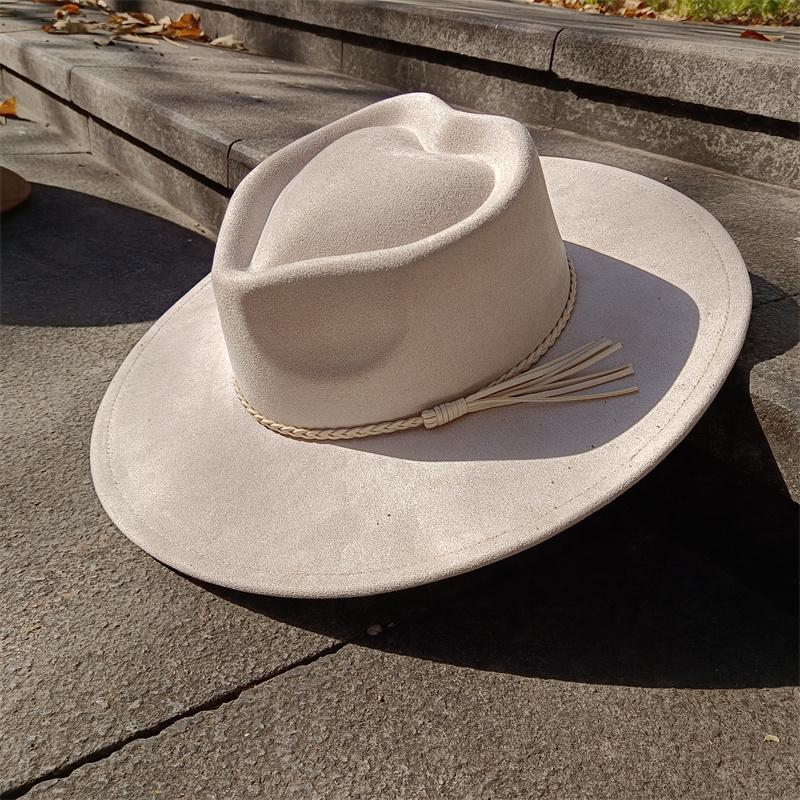Red Love Suede Top Hat Wide Brim Fedora Hat Men Women Autumn Winter Felt Jazz Hats Classic Church Fedoras Chapeau Sombrero Mujer